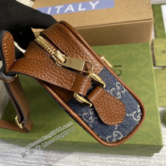 Gucci2021新顏色女包 古馳牛仔布單肩斜挎女包 Gucci丹寧系列相機包 517350牛仔  ydg3196